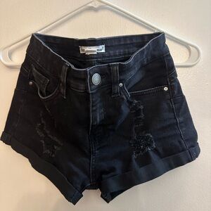 Charlotte Russe Distressed Black Jean Shorts